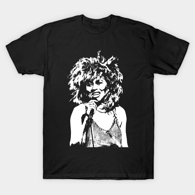 Tina Turner White Stencil T-Shirt by AlbertaMyersBeauty